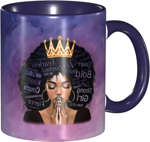 Vista 19 de Taza de café, taza de té para mujeres y niñas, taza de diseño único, perfecta para regalos, mujeres afroamericanas afro