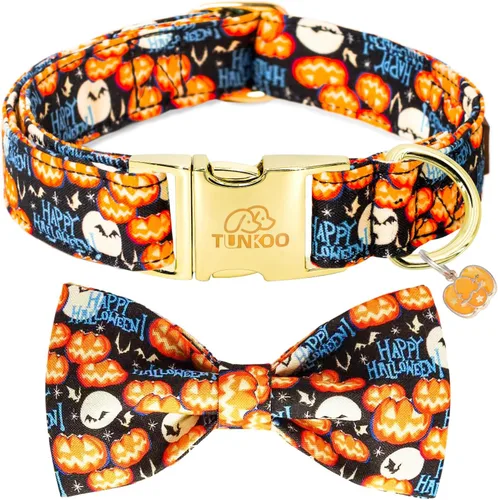 Vista 12 de Tunkoo Collar de otoño para perro con elegante pajarita, duradero, ajustable y elegante collar de otoño para mascotas, disponible en tamaño pequeño