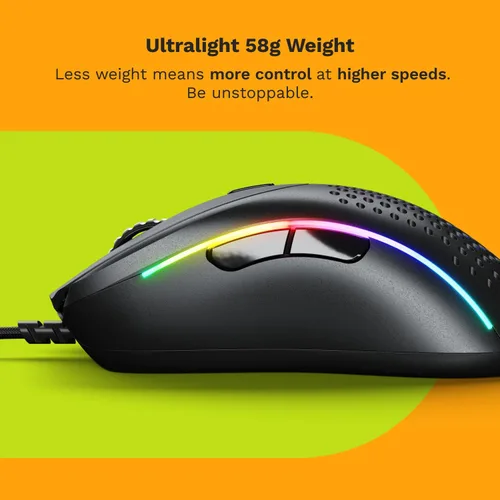 Vista 4 de Glorious Gaming - Mouse superligero para juegos de PC con carcasa de panal, 6 botones programables, iluminación RGB y patines de PTFE - Modelo D 2
