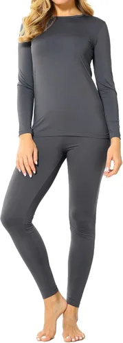 Vista 7 de 9M Ropa interior térmica de forro polar ultra suave para mujer, conjunto de parte superior e inferior de capa base Negro