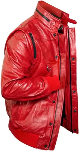 Vista 4 de La-Mejor Johnny Lawrence Cobra-Kai - Chaqueta bomber de cuero rojo para hombre, icónica chaqueta de karate para niños de los años 80