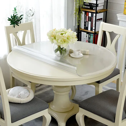 Vista 6 de HUHJYUGE Protector transparente de 16 pulgadas, protector de mantel impermeable, cubierta de plástico transparente para mesa de comedor, a prueba