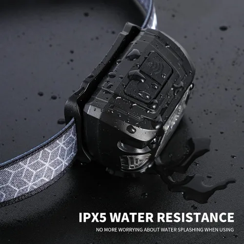 Vista 3 de Lámpara frontal para exteriores, recargable USB-C, 6 modos, más de 1000 lúmenes, linterna impermeable IPX5, iluminación continua de 12 horas, ideal