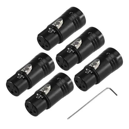 Vista 7 de MKFAUDIO - Conectores XLR de perfil bajo poco profundo para bricolaje, 3 pines, 90 grados, L, ángulo recto, ajustable, XLR hembra con llave