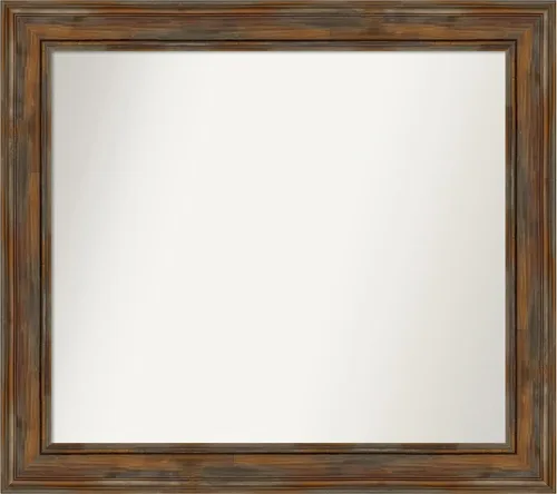 Vista 102 de Amanti Art Espejo de baño marrón para sobre fregadero, 26 x 26 pulgadas, espejo de tocador cuadrado marrón rústico Alexandria, marco de madera