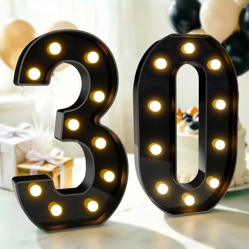 Vista 23 de Pooqla - Números iluminados negros, decoraciones de cumpleaños 50 para hombres Number 50