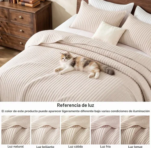 Vista 5 de Exclusivo Mezcla Juego de ropa de cama de edredón acolchado a rayas beige