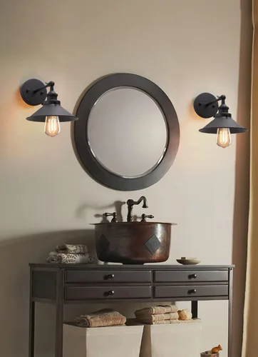 Vista 7 de Permo - Iluminación clásica industrial de metal, candelero de pared, lámpara de pared ajustable de 180 grados. Negro
