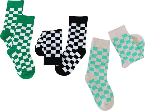 Vista 2 de Calcetines tobilleros de algodón a cuadros para niñas y niños pequeños unisex