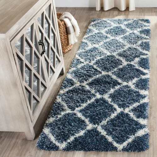 Vista 3 de SAFAVIEH Colección Montreal Shag SGM866C Trellis que no desprende pelusa para sala de estar, dormitorio, comedor y entrada, alfombra decorativa