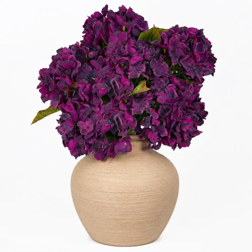Vista 13 de TOPIA Flores de otoño de seda, hortensias secas artificiales, ramo de otoño, flores secas falsas para decoración del hogar (6 unidades)