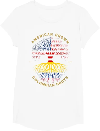 Vista 61 de Camiseta de regalo con la bandera de Estados Unidos con árbol de raíces colombianas