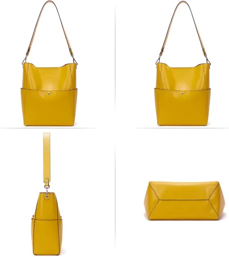 Vista 2 de BOSTANTEN - Bolsos de cuero al hombro tipo balde para mujer