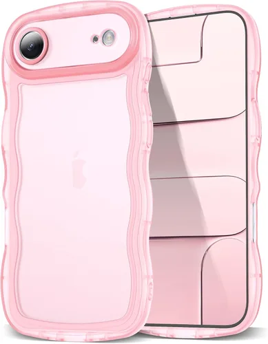 Vista 116 de SKYLMW Funda compatible con iPhone 12 Pro, diseño de ondas rizadas kawaii, borde chapado de lujo, elegante parte trasera transparente brillante, TPU