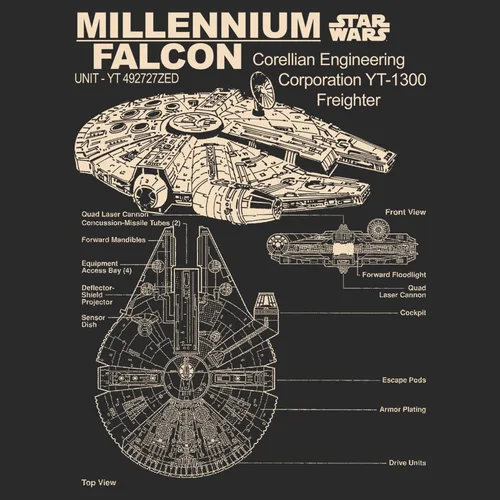 Vista 3 de STAR WARS Camiseta A New Hope Corellian Freighter para hombre Carbón