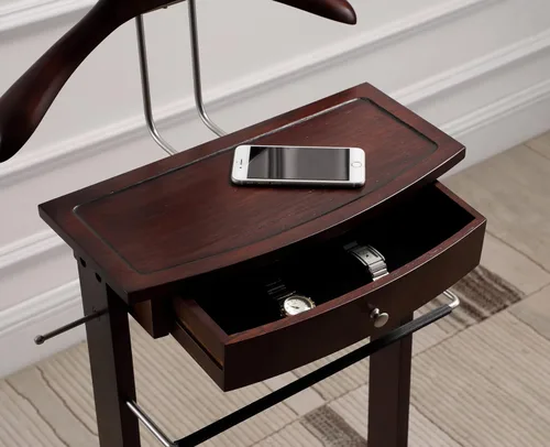 Vista 5 de Proman Products Kingston III VL36260 - Soporte de valet con cajón, colgador de contorno, barra para pantalones, ganchos para cinturón y corbata