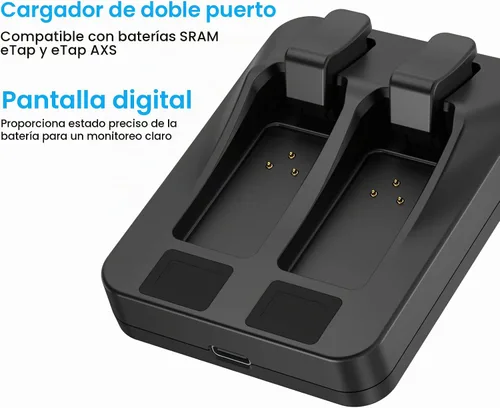 Vista 4 de Paquete de 2 baterías de repuesto de 400 mAh con cargador de doble puerto para SRAM eTap AXS