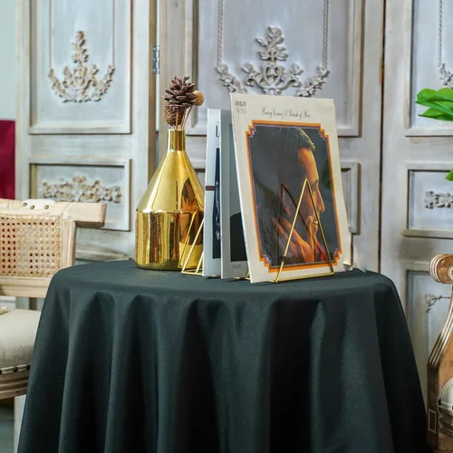 Vista 6 de JYFLZQ Mantel redondo negro de 70 pulgadas para mesas de 4 pies, lavable a máquina, duradero, tela de poliéster gruesa, para fiestas, banquetes