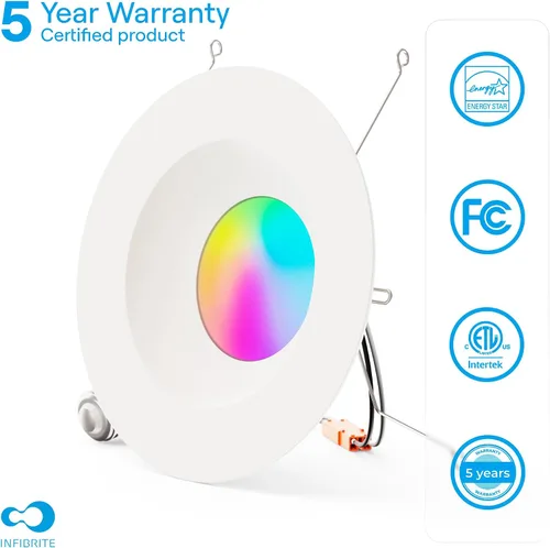 Vista 5 de Kit de luces LED de 5 y 6 pulgadas Smart de 12 W y 1100 lm empotrable delgado LED serie (incluye conector E26) compatible con Alexa y Google