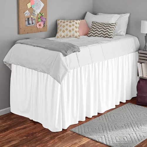 Vista 3 de Falda de cama de calidad de hotel de 800 hilos, 100% algodón con volantes, tamaño de 30 pulgadas, suave, extra larga, elástica, para dormitorio