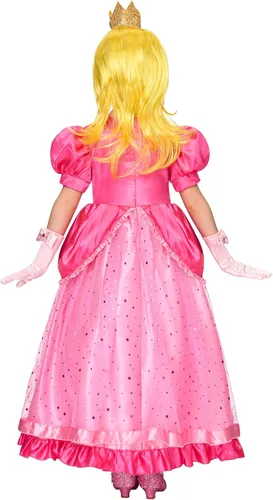 Vista 8 de Spooktacular Creations Vestido de princesa rosa de Halloween, vestido de princesa para niños, disfraz de corona de melocotón para cumpleaños de niñas