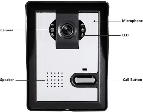 Vista 6 de Sistema de videoportero, monitor LCD transparente de 4.3 pulgadas, kit de timbre de video portero con cable, visión nocturna por infrarrojos, cámara