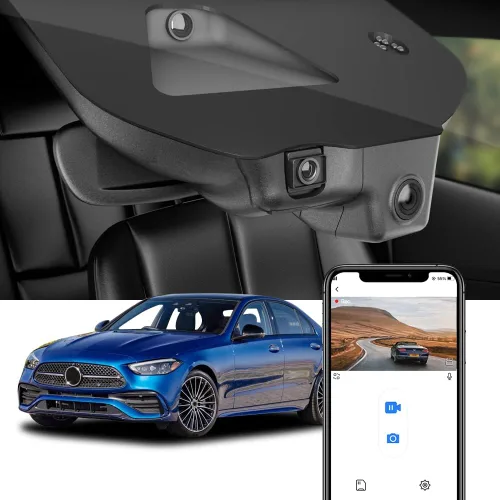 Vista 7 de Fitcamx Cámara de tablero delantera 2K+trasera 1080P para Mercedes-Benz Clase C C300 (HD2-6329) Sedan Coupe Cabriolet 2022-2025, aspecto OEM, video