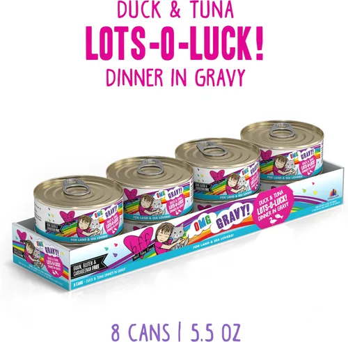 Vista 2 de Weruva B.F.F. OMG – mejor amigo felino Oh My Gravy! Latas de comida húmeda natural sin granos, recetas de tierra y mar en salsa