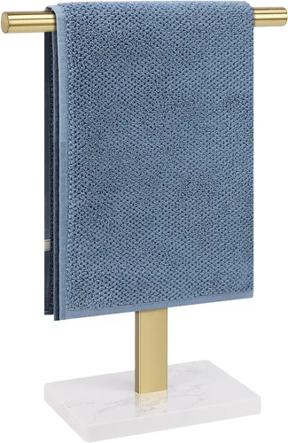 Vista 10 de Toallero de mano, soporte de toalla en forma de T para baño, barra de toallero de mano para aparador de cocina, acero inoxidable 304, base de mármol