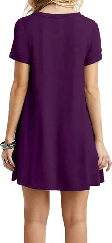 Vista 2 de MOLERANI - Vestido informal tipo camiseta, liso, sencillo y holgado para mujer