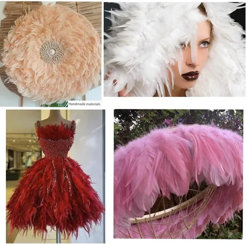 Vista 4 de Shekyeon 2 yardas de decoración para vestido con plumas de cuello de gallo