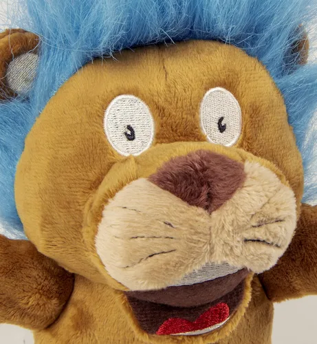 Vista 3 de goDog Crazy Hairs León Juguete de Perro de Peluche Silencioso, Tecnología de Guardia de Masticado - Marrón Claro, Pequeño Tan Lion (pelos locos)