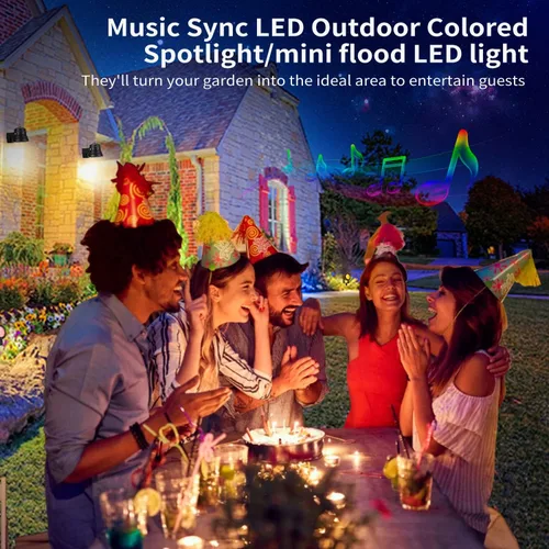 Vista 5 de Luces inteligentes para exteriores, luces de patio trasero de 15 W con enchufe de EE. UU., control de aplicación de 12 V, focos
