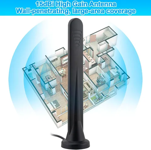 Vista 9 de Antena 5G LTE Amplificador de señal 4G Antena de red omnidireccional externa SMA TS9 Conector 15Dbi Antena base magnética con cable 3M