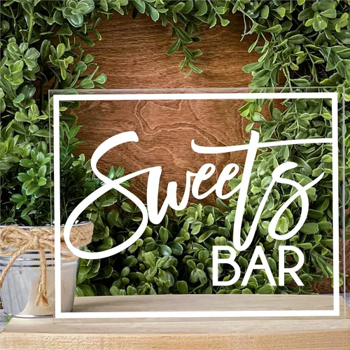 Vista 2 de Yippee Daisy Letrero de barra de postre, letreros de barra de dulces, letreros acrílicos modernos para mesa, decoración de boda, decoración de mesa