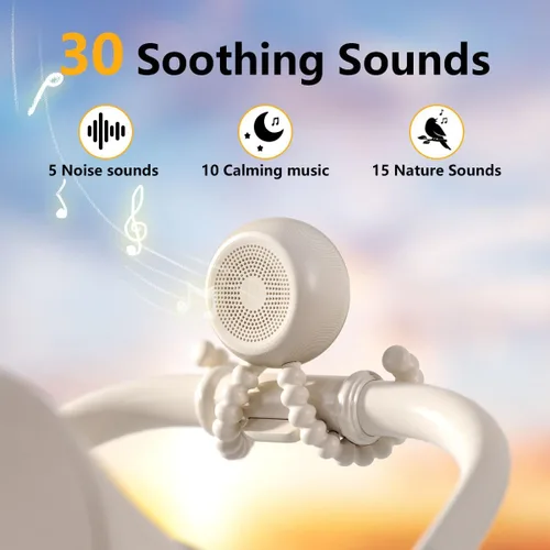 Vista 2 de Easysleep Máquina de sonido portátil para bebé y adulto, máquina de ruido blanco con 30 sonidos relajantes, 32 niveles de volumen, 4 temporizadores