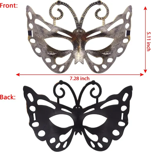 Vista 2 de FEQO 32 máscaras de mascarada, máscaras antiguas vintage venecianas