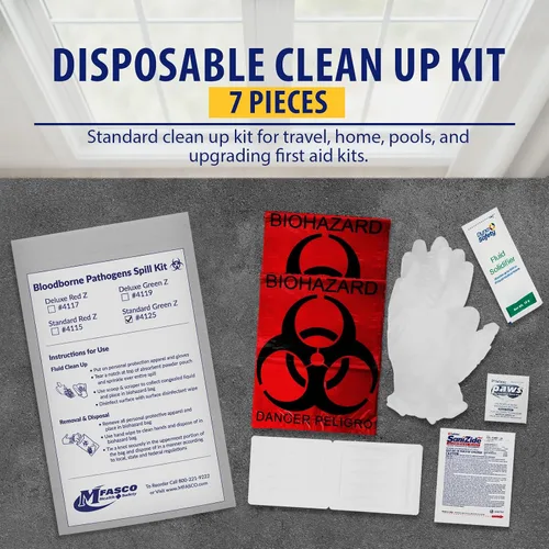 Vista 3 de MFASCO Kit de derrames de patógenos transmitidos por la sangre, bolsa de limpieza, kit desechable de limpieza de vómitos para restaurantes