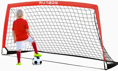 Vista 17 de Portería de fútbol infantil de 6 x 4 pies con bolsa de transporte, red de fútbol plegable portátil para entrenamiento de práctica en el patio
