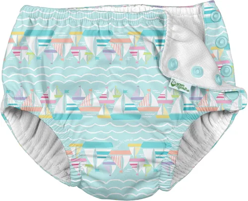 Vista 18 de green sprouts Snap Reusable Absorbent Swimsuit Diaper Dinosaurios Aqua