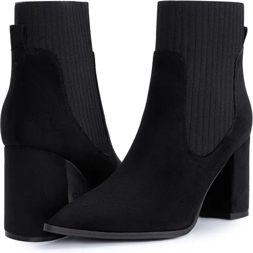Vista 5 de Athlefit Botas de tobillo con punta puntiaguda para mujer con tacón alto y elástico