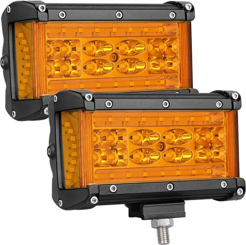 Vista 10 de Luces LED de disparo lateral, Muto-Beam, 2 piezas, 4 pulgadas, cuatro filas, luces LED para niebla, lámparas impermeables para conducción Blanco