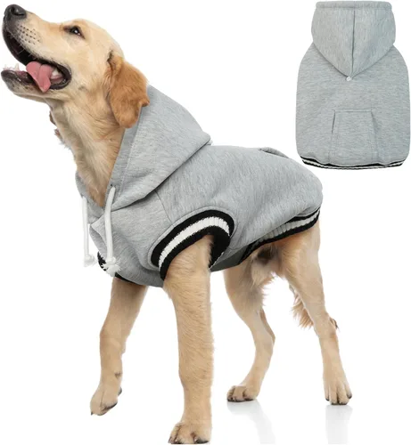 Vista 9 de FUAMEY Sudadera con capucha para perro, suéter de forro polar para invierno, sudadera cálida para mascotas con bolsillo, atuendo suave y cálido
