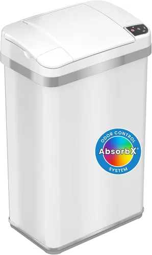 Vista 8 de iTouchless - Bote de basura de 15 litros / 4 galones de acero inoxidable con sensor de apertura de alas para baño, operación automática sin