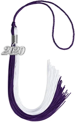 Vista 72 de Endea Graduation Borla de doble color con gota de fecha plateada (negro/oro antiguo, 2025)