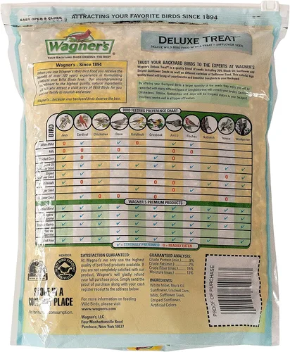 Vista 6 de Wagner's 82042 Songbird Banquet - Alimento para pájaros silvestres, bolsa de 5 libras y 62067 Deluxe Treat Blend Alimento para pájaros silvestres, 4