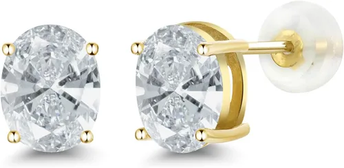 Vista 87 de Gem Stone King Aretes de oro de 14 quilates con piedra natal ovalada de 0.315 x 0.236 in Aretes de oro para mujer