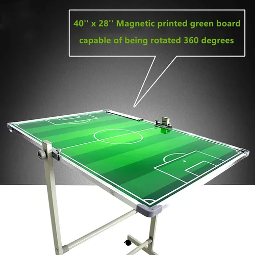 Vista 3 de Tabla magnética de entrenamiento de fútbol, tabla grande de tácticas de fútbol móvil, 40 x 28 pulgadas, marcador de borrado en seco, tabla rodante