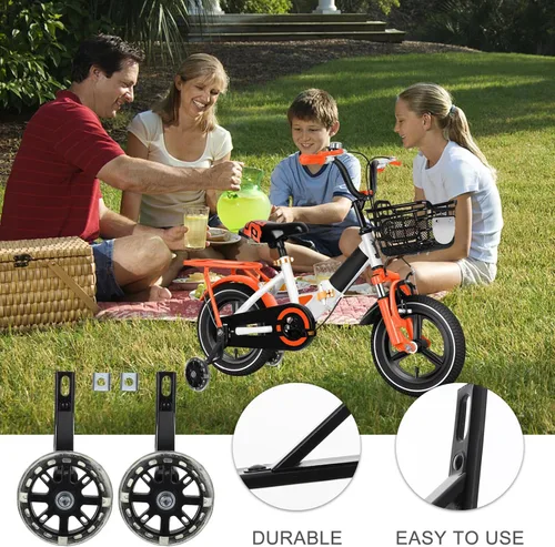 Vista 5 de 1 par de ruedas de entrenamiento de bicicleta estabilizadores ruedas bicicleta equitación entrenamiento flash niños auxiliar adulto bicicleta