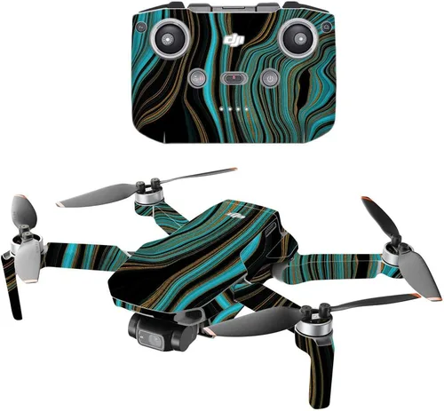 Vista 10 de MightySkins - Compatible con DJI Mini 2 Dron portátil - Aqua Swirl Funda protectora de vinilo duradera y única Fácil de aplicar, quitar